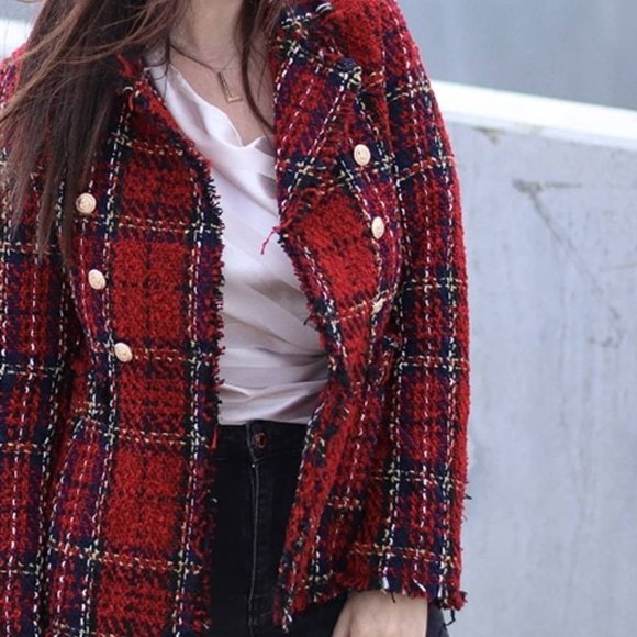 MODA ME COUTURE Jackets & Blazers - THE CLASSIC red tweed Blazer Jacket